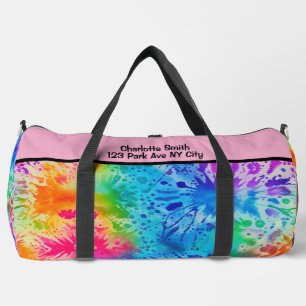 Spetter Regenboog Tie Dye monogram gepersonaliseer Plunjezak