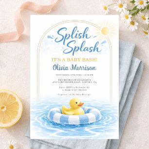 Spetter Spat Baby Bash Blauw Geel Baby Shower Kaart