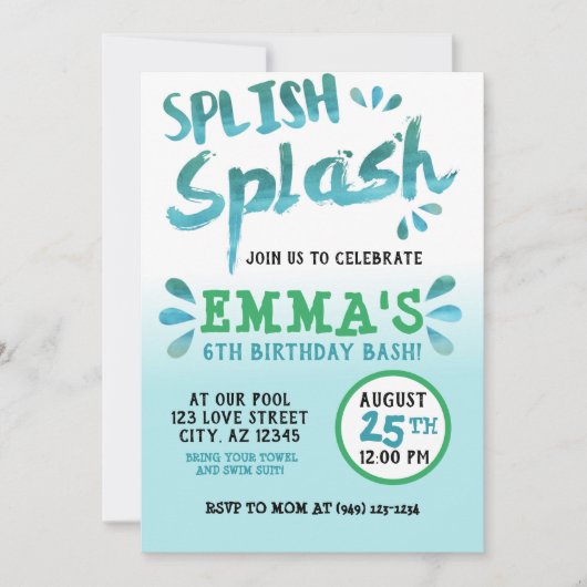 Spetter Spat Park Feest Zomer Jongens Verjaardag Kaart (Voorkant)