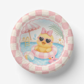 Spetter Spat Roze Eend Zwembad Feest Papieren Bord