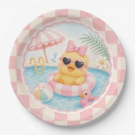 Spetter Spat Roze Eend Zwembad Feest Papieren Bord