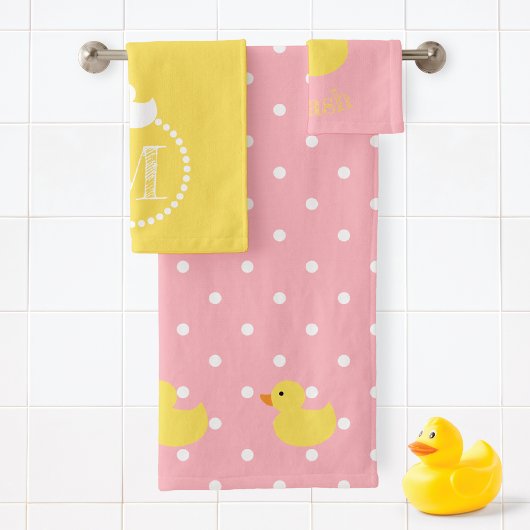 Spetter Spat Rubber Eenden Monogram Bad Handdoek