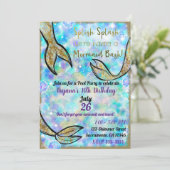 Spetter Spat Zeemeermin Bash Zwembad Feest Verjaar Kaart (Staand voorkant)