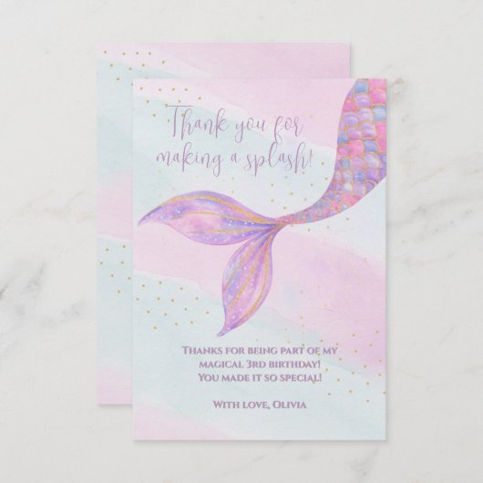 Spetter Spat Zeemeermin Bedankkaart (Voorkant / Achterkant)