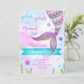 Spetter spat zeemeermin uitnodiging (Staand voorkant)