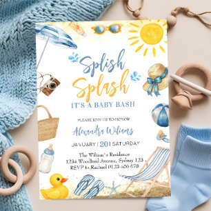 Spetter SpatBlauwe Jongens Baby Shower Kaart