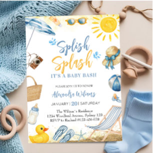 Spetter SpatBlauwe Jongens Baby Shower Kaart