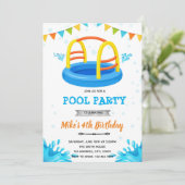 Spetter spetter waterpark zwembadfeest kaart (Staand voorkant)