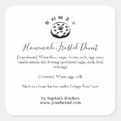 Spetterdonut Bakkerij Ingrediënt Minimalist Vierkante Sticker (Voorkant)