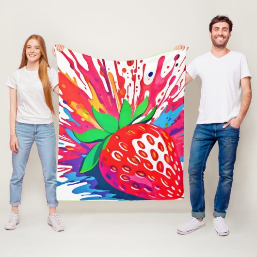 spetteren van aardbeien fleece deken (In situ)