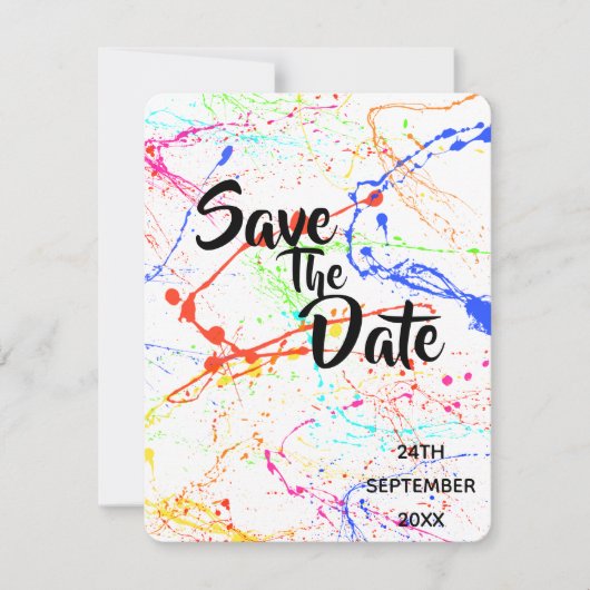 Spetterende Trouwdag Save The Date Kaart (Voorkant)