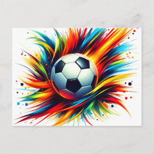 Spetterende Voetbal Futuristische Voetbal Abstract Aankondigingskaart