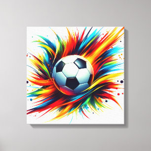Spetterende Voetbal Futuristische Voetbal Abstract Canvas Afdruk