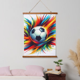 Spetterende Voetbal Futuristische Voetbal Abstract Hangend Wandkleed