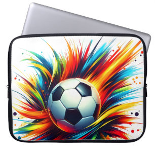 Spetterende Voetbal Futuristische Voetbal Abstract Laptop Sleeve
