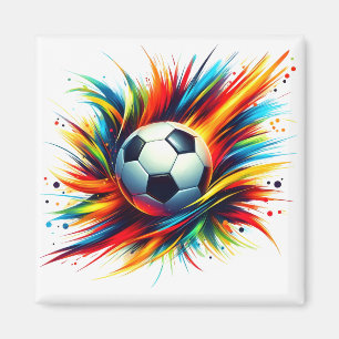 Spetterende Voetbal Futuristische Voetbal Abstract Magneet