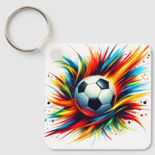Spetterende Voetbal Futuristische Voetbal Abstract Sleutelhanger