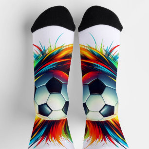 Spetterende Voetbal Futuristische Voetbal Abstract Sokken