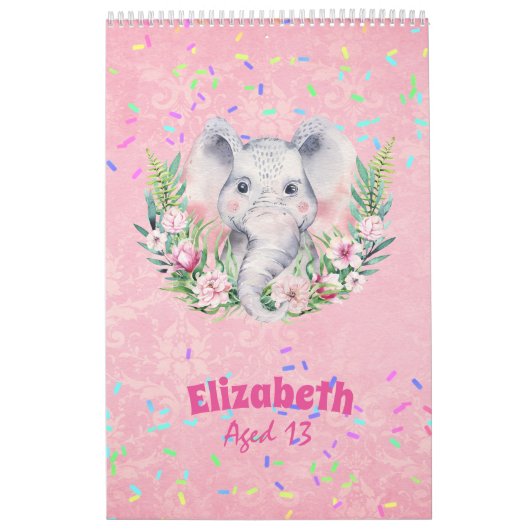 Spetters Olifant Boho Bloemen Meisjes NAAM Cadeau Kalender (Hoes)
