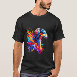 Spetterskunst Saluki hond Perzische Greyhound T-shirt