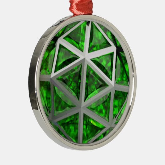 Sphere Emerald Gemstone Metalen Ornament (Rechts)