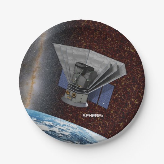 SPHEREx Galaxy Hunter Spacecraft Papieren Bordje (Voorkant)