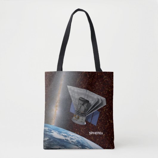 SPHEREx Galaxy Hunter Spacecraft Tote Bag (Voorkant)