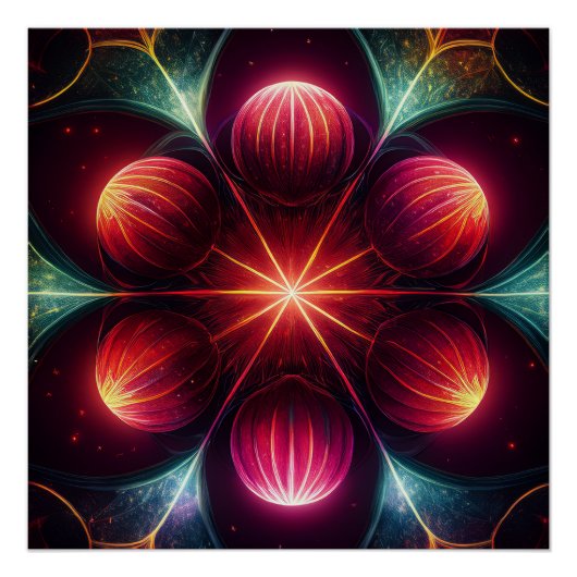 Spherical Spores In A Wild Fantasy Scene Perfect Poster (Voorkant)