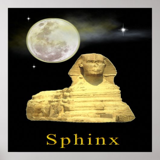 sphinx bij nacht poster (Voorkant)