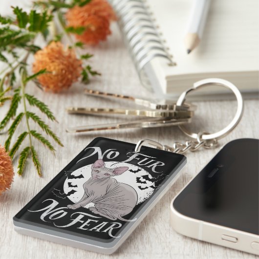 Sphinx Cat Beauty tijdens Halloween Sleutelhanger (Voorkant Rechts)