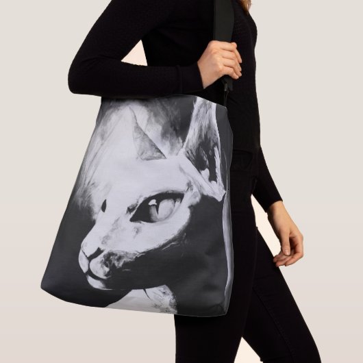 Sphinx Cat Black White Contrast Dierportret Crossbody Tas (Dichtbij)