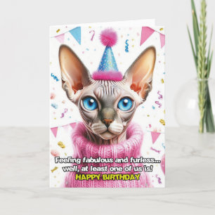 Sphinx Cat in gebreide Jumper Verjaardag Kaart