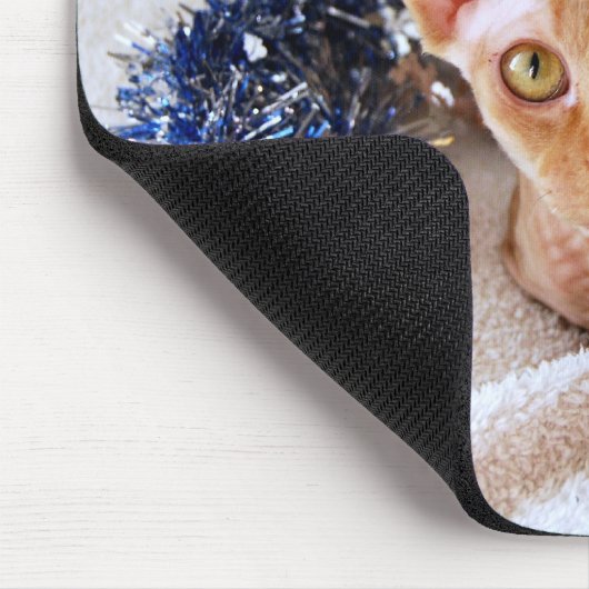 Sphinx Cat met Blue Tinsel Mousepad Muismat (Hoek)