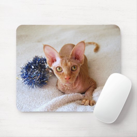 Sphinx Cat met Blue Tinsel Mousepad Muismat (Met muis)