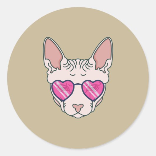 Sphinx Cat Pink zonnebril Ronde Sticker (Voorkant)