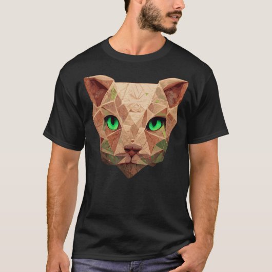 Sphinx Cat Polygon Low Poly Cats Face T-shirt (Voorkant)