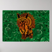 Sphinx Cat Tattoo concept art with a Mandala Back. Poster (Voorkant)