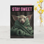 SPHINX CUTE HAIRLESS CAT BIG VALENTIJNSDAG KAART (Gele Bloem)