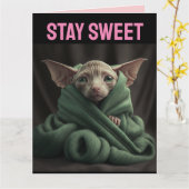 SPHINX CUTE HAIRLESS CAT VALENTINE'S DAY GREETING KAART (Gele Bloem)