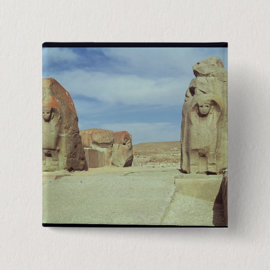 Sphinx gate, 1450-1200 BC Vierkante Button 5,1 Cm (Voorkant)