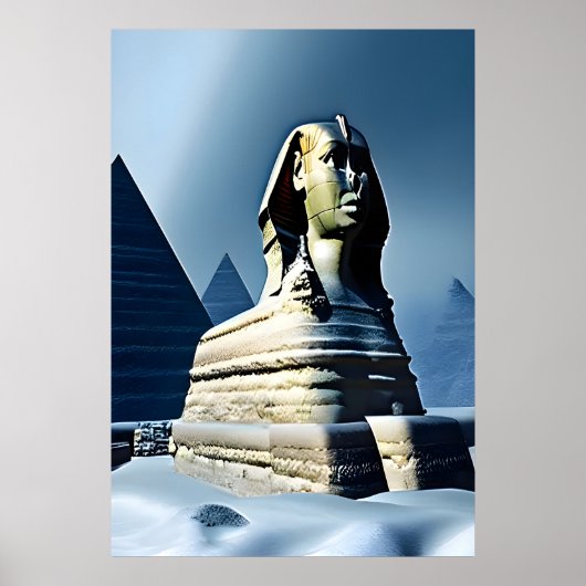 Sphinx in de sneeuw | AI Art Poster (Voorkant)