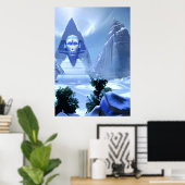 Sphinx in de wintersneeuw | AI Art Poster (Thuiskantoor)
