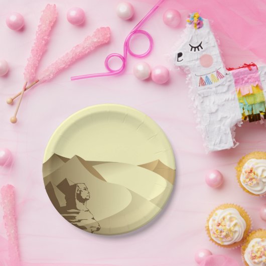 Sphinx in de woestijn papieren bordje (Feest)
