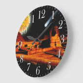 Sphinx & Moon over de Egyptische Giza Pyramide Art Grote Klok (Hoek)