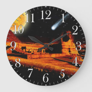 Sphinx & Moon over de Egyptische Giza Pyramide Art Grote Klok