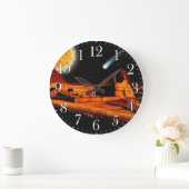 Sphinx & Moon over de Egyptische Giza Pyramide Art Grote Klok (Huis)