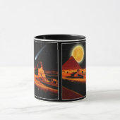 Sphinx & Moon over de Egyptische Giza Pyramids Art Mok (Midden)