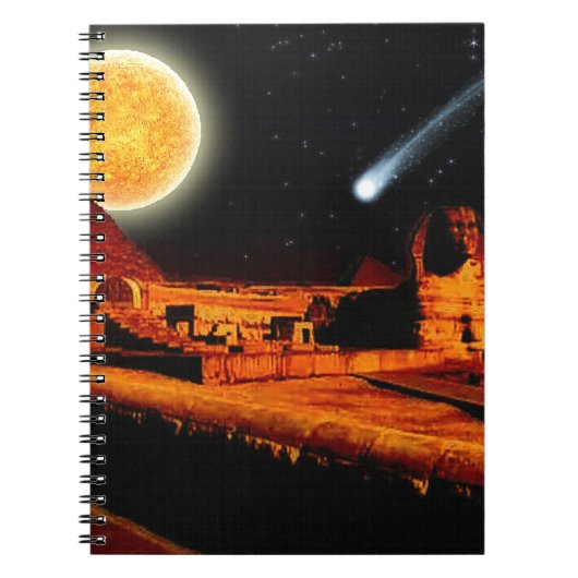 Sphinx & Moon over de Egyptische Giza Pyramids Art Notitieboek (Voorkant)