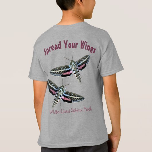 Sphinx Moth Insect Foto Back Sjabloon T-shirt (Achterkant)