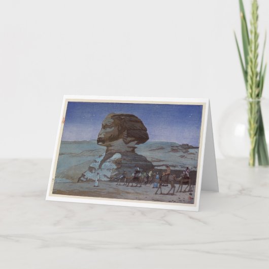 Sphinx (nacht), Hiroshi Yoshida, Woodcut Kaart (Voorkant)